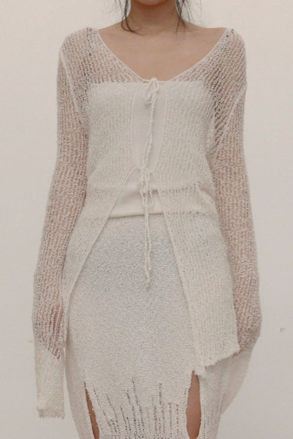 SWAYING/KNIT Washi Feather Cardigan SW22SST48 White PS46